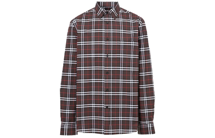 Order Camisa Casual de Manga Larga Burberry a Cuadros de Bloques de Color. 80175641