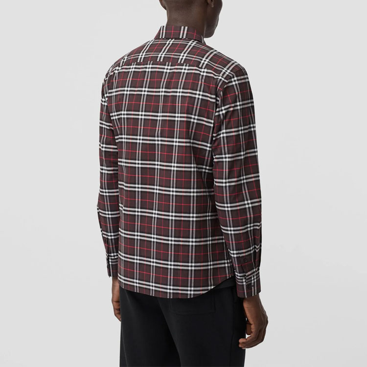 Shop Camisa Casual de Manga Larga Burberry a Cuadros de Bloques de Color. 80175641