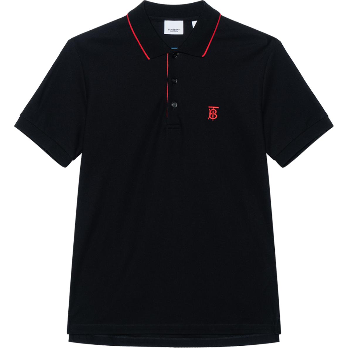 Burberry Contrast Letter Embroidered Polo Shirt Black 8017003-A1189