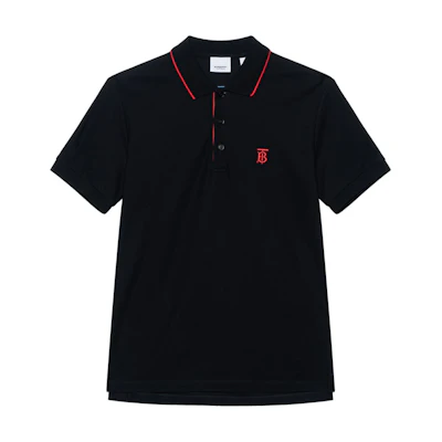 Burberry Contrast Letter Embroidered Polo Shirt Black 8017003-A1189