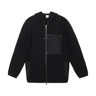 Burberry Contrast Pocket Wool Hoodie Black 80357971