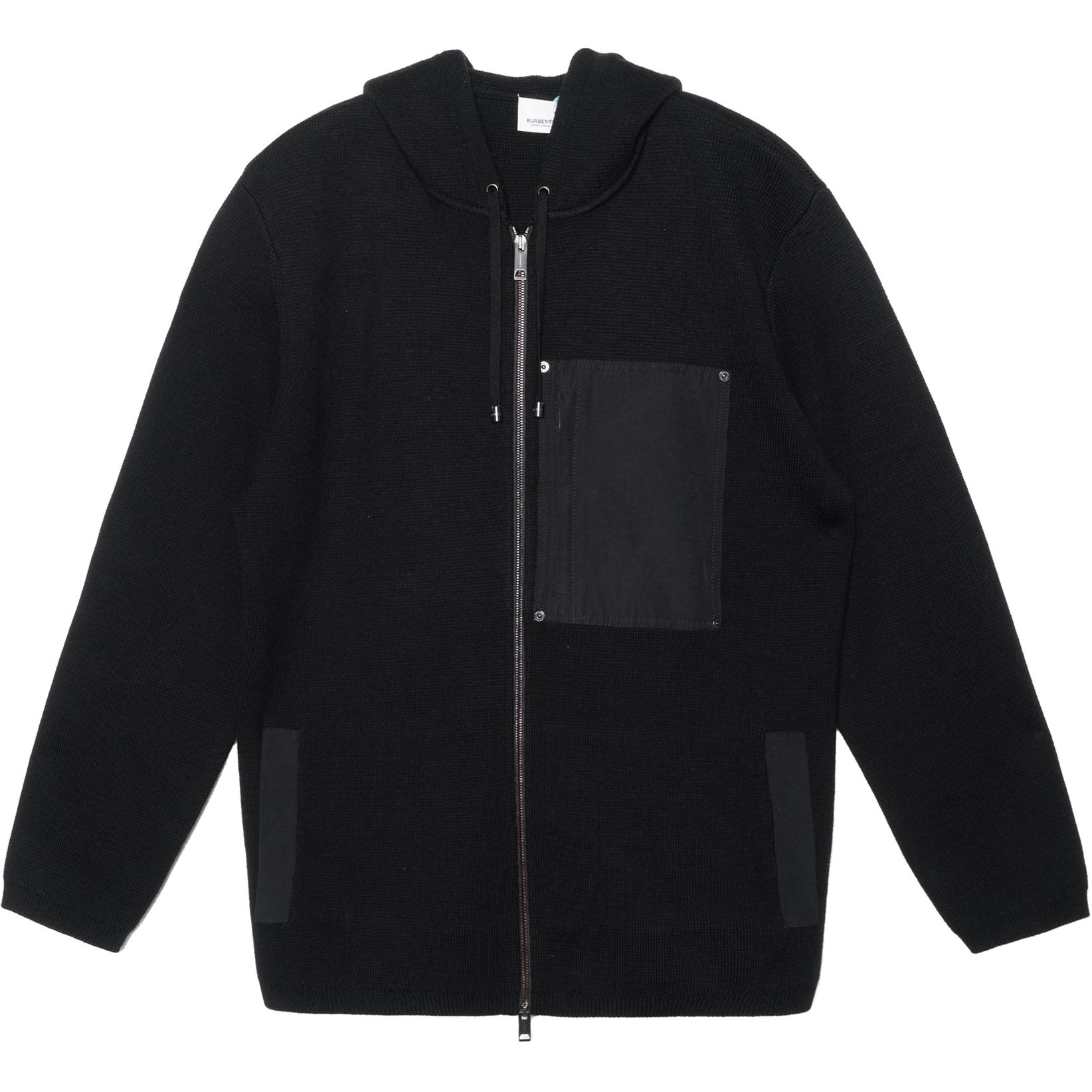 Burberry Contrast Pocket Wool Hoodie Black 80357971 圖 2