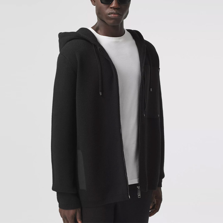 Burberry Contrast Pocket Wool Hoodie Black 80357971 圖 6