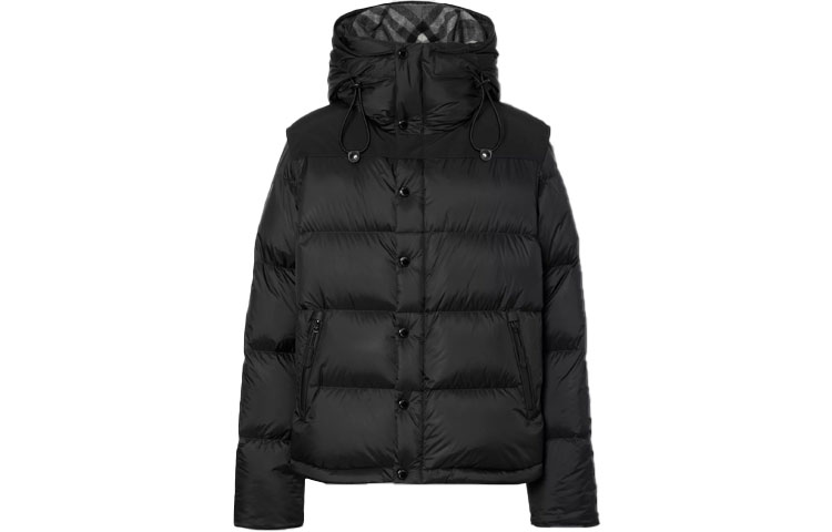 Burberry Convertible Sleeve Hooded Down Jacket Winter Black 80187311