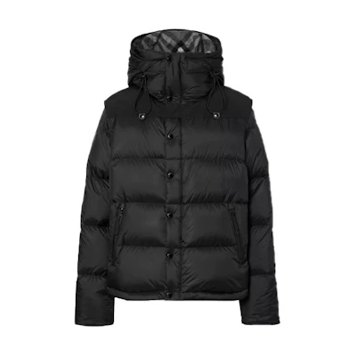 Burberry Convertible Sleeve Hooded Down Jacket Winter Black 80187311