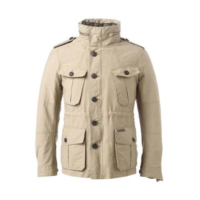 Burberry Cotton Blend Hooded Double-Layer Jacket Khaki 39471831