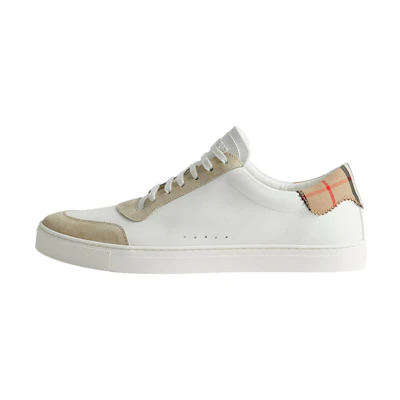 Burberry Cotton Check Sneakers Neutral White
