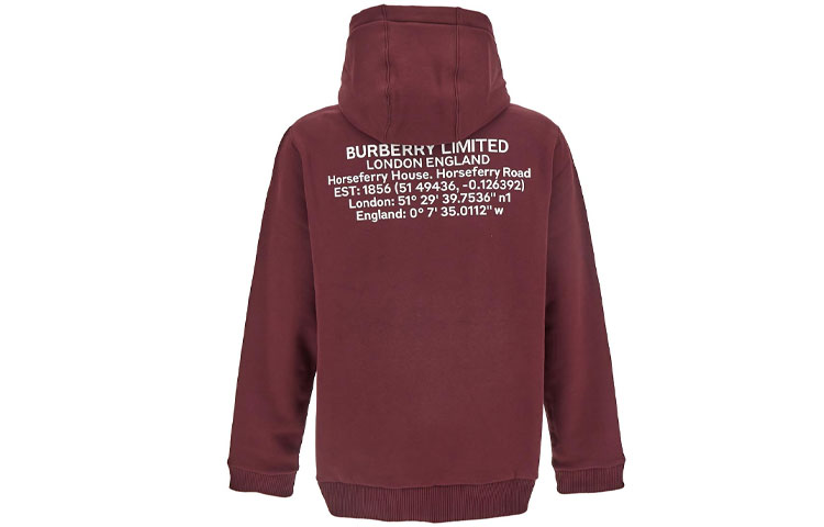 Lookbook 博柏利酒红色棉质徽标卫衣. 80456891