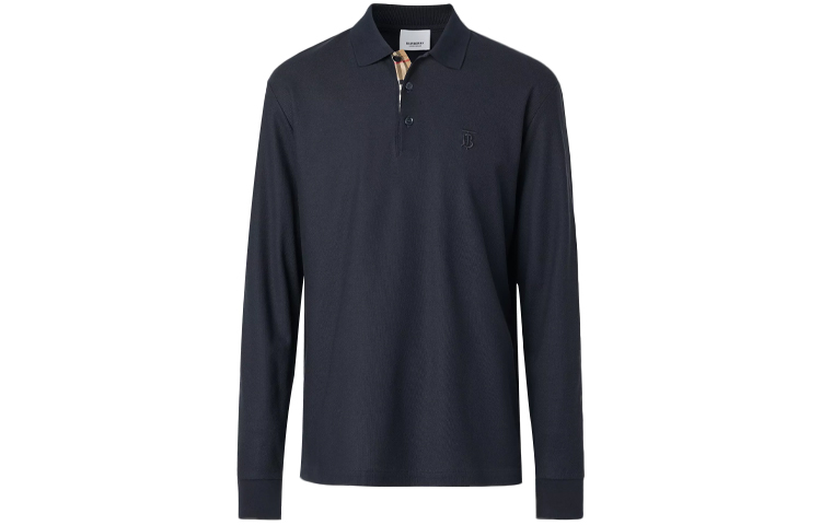 Burberry Cotton Long Sleeve Polo Shirt with Signature Logo Pattern 80176281 圖 2