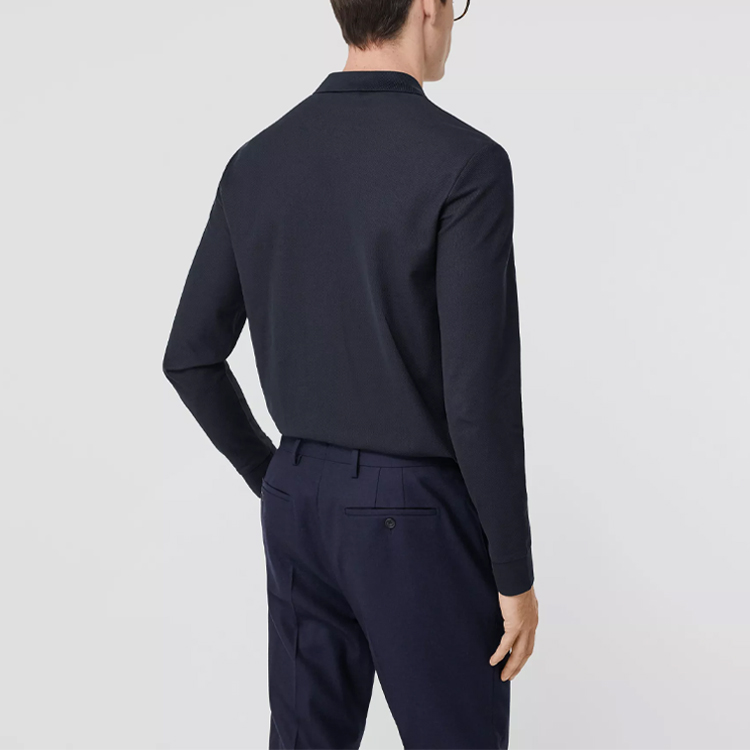 Burberry Cotton Long Sleeve Polo Shirt with Signature Logo Pattern 80176281 圖 5