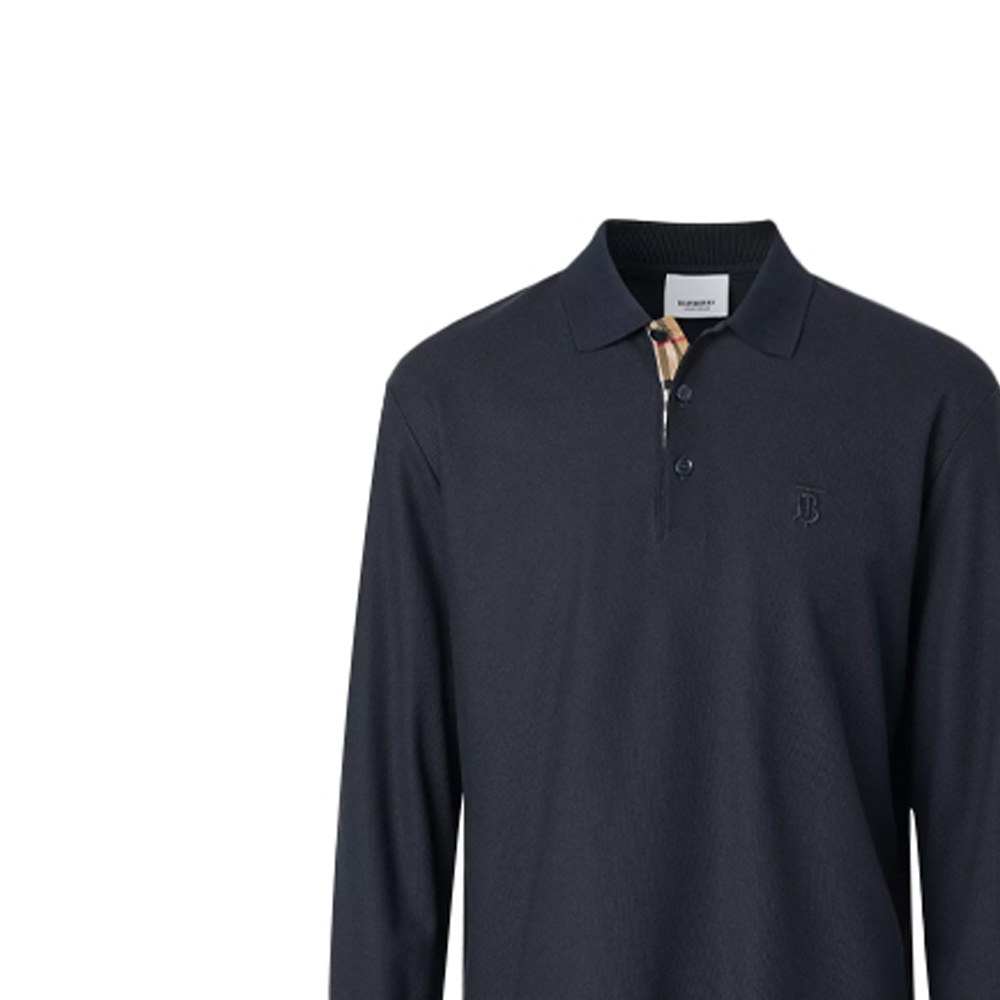 Burberry Cotton Long Sleeve Polo Shirt with Signature Logo Pattern 80176281 圖 6