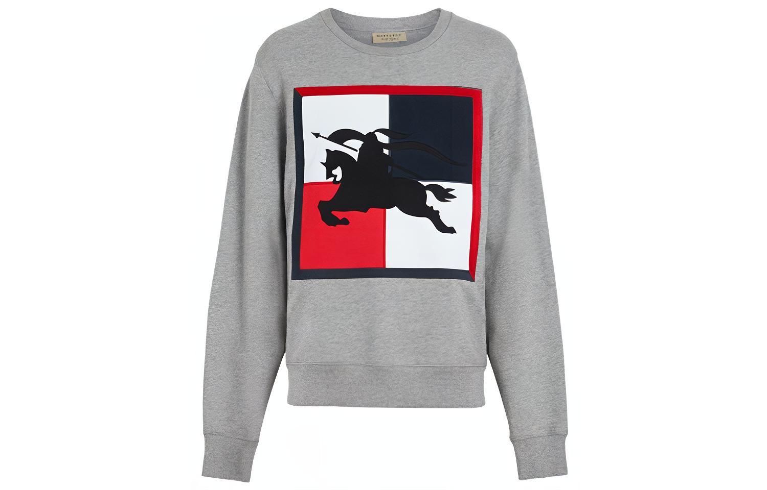 Burberry Cotton Sweatshirt Equestrian Knight Crest Grey 80040901