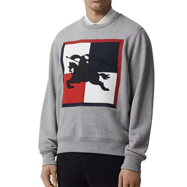 Burberry Cotton Sweatshirt Equestrian Knight Crest Grey 80040901 圖 5