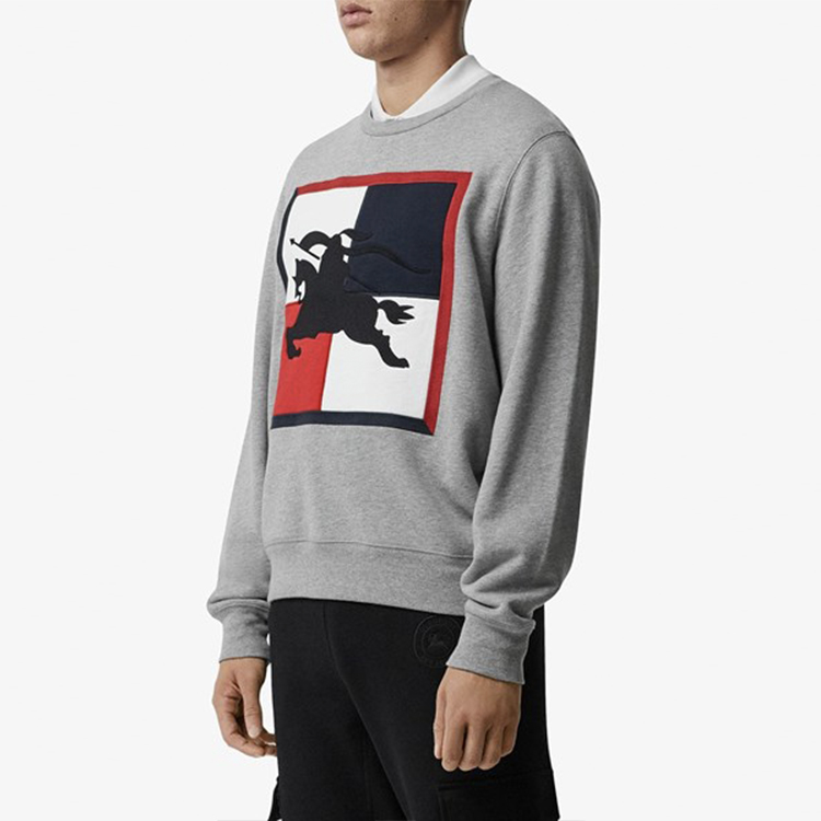 Burberry Cotton Sweatshirt Equestrian Knight Crest Grey 80040901 圖 7
