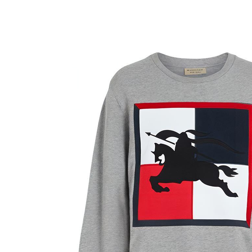 Burberry Cotton Sweatshirt Equestrian Knight Crest Grey 80040901 圖 8