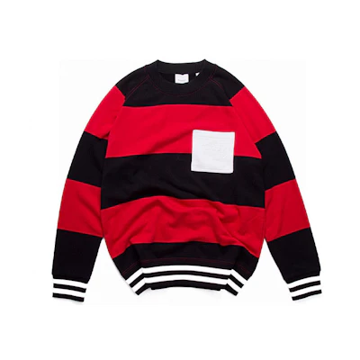 Burberry Crewneck Striped Long-Sleeve Sweatshirt Black/Red Colorblock 80134781