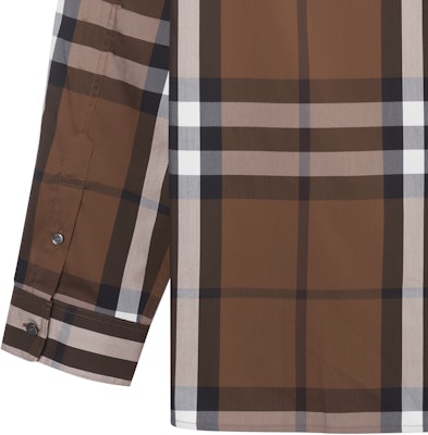 Burberry Curved Hem Plaid Long Sleeve Shirt Dark Brown 80045351 Shop Burberry Curved Hem Plaid Long Sleeve Shirt Dark Brown 80045351