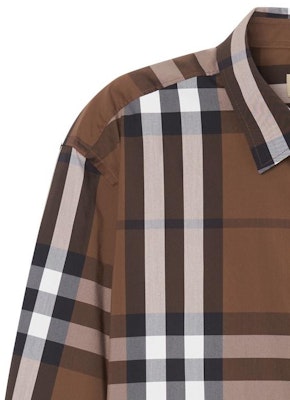 Burberry Curved Hem Plaid Long Sleeve Shirt Dark Brown 80045351 Sizing Burberry Curved Hem Plaid Long Sleeve Shirt Dark Brown 80045351