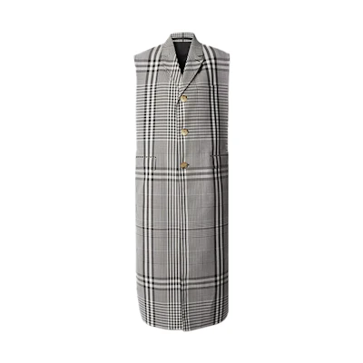 Burberry Dark Brown Check Functional Wool Sleeveless Coat 45652141