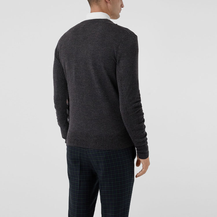 Burberry Deep Gray V-Neck Jacquard Wool Sweater 40690091 圖 6