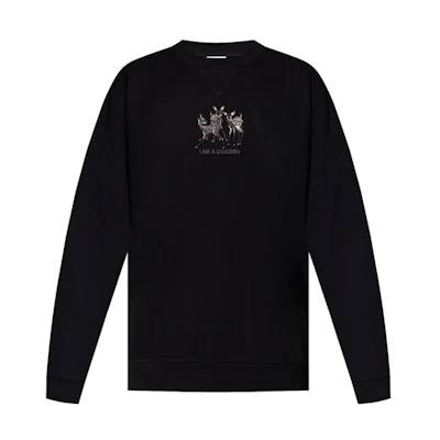 Burberry Deer Embroidery Crewneck Pullover Sweatshirt Black . 8042689-A1189
