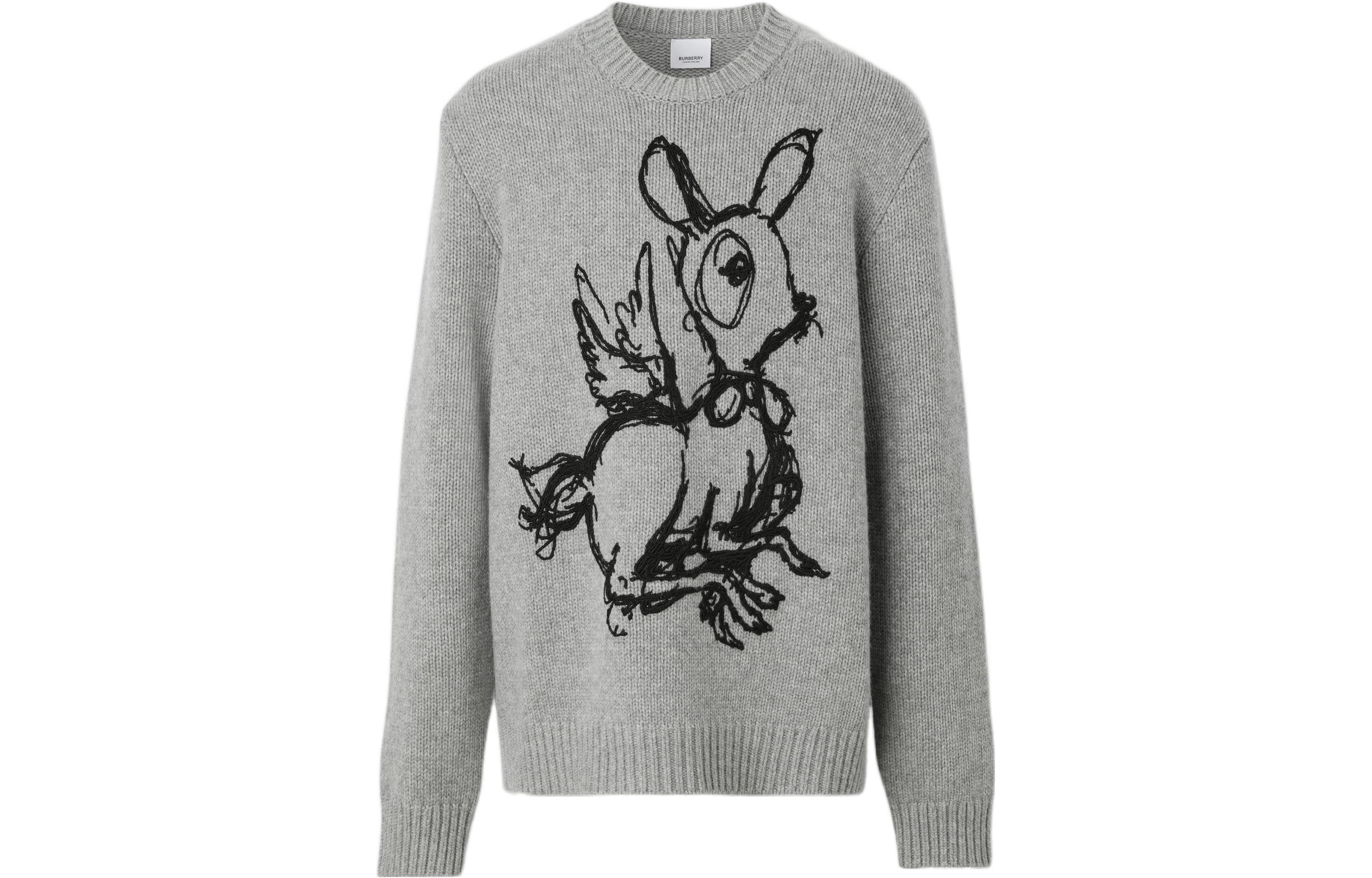 Burberry Deer Jacquard Crewneck Pullover Sweater Men’s Deep Storm Grey. 80636461