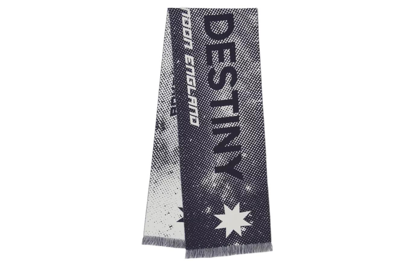 Burberry Destiny Monogram Jacquard Wool Scarf Unisex Couple Style Navy Blue. 80496621 圖 2