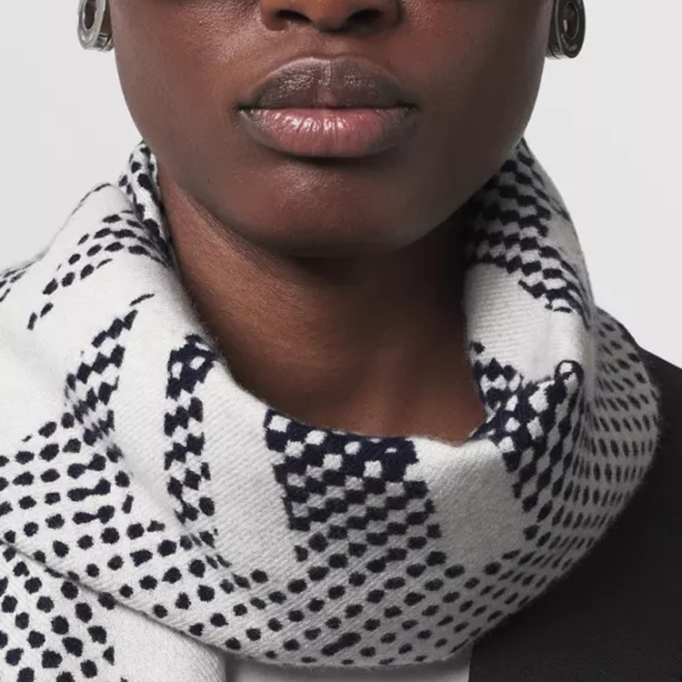 Burberry Destiny Monogram Jacquard Wool Scarf Unisex Couple Style Navy Blue. 80496621 圖 4