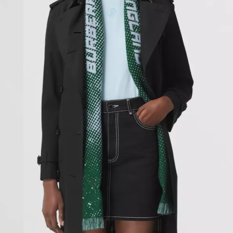 Burberry Destiny Monogram Wool Scarf Unisex Deep Spruce Green 80496631 圖 6