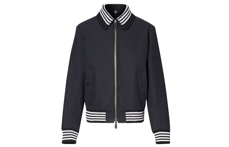 Burberry Detachable Collar Cotton Jacket Deep Navy Blue 80240141