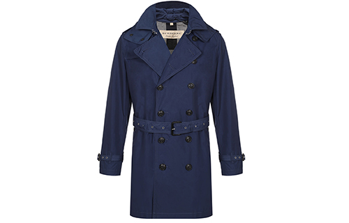 Burberry Detachable Hood Casual Trench Coat in Navy Blue 40518811