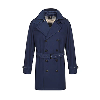 Burberry Detachable Hood Casual Trench Coat in Navy Blue 40518811