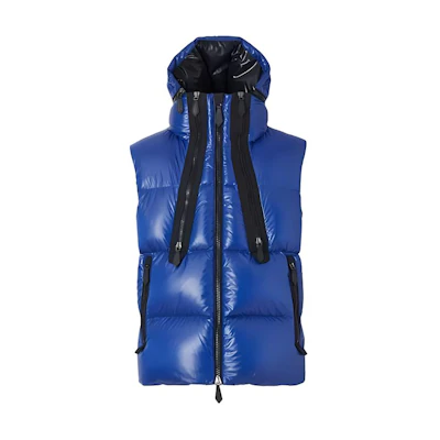 Burberry Detachable Hood Nylon Down Vest Ocean Blue 80478541