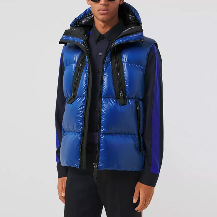 Lookbook バーバリー 取り外し可能なフード ナイロンダウンベスト オーシャンブルー 80478541
