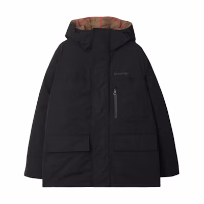 Burberry Detachable Warmer Parka Logo Print Hooded Down Jacket Black Mens. 80911071
