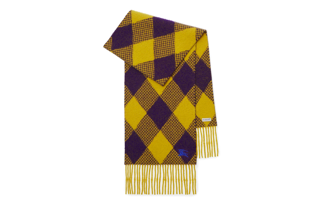 Burberry Diamond Pattern Wool Scarf Unisex Couple Style Yellow. 80791701