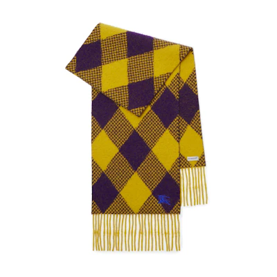 Burberry Diamond Pattern Wool Scarf Unisex Couple Style Yellow. 80791701