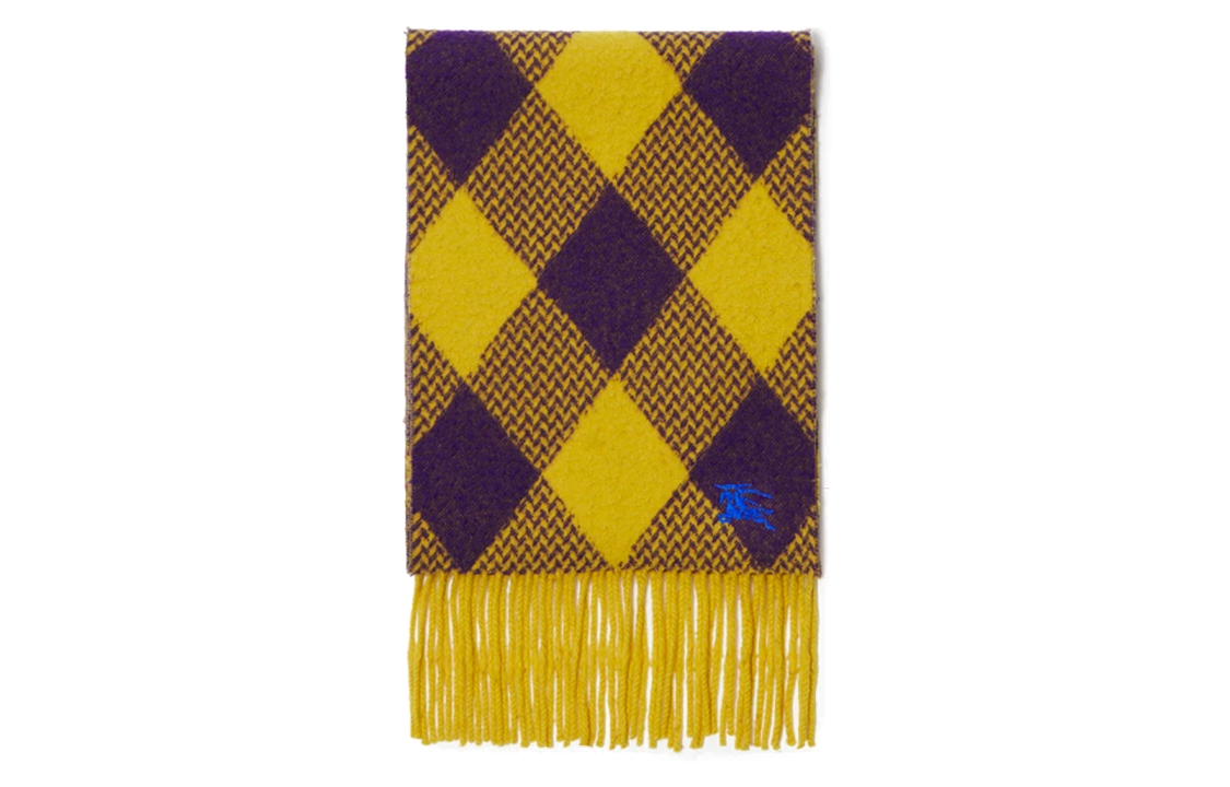 Burberry Diamond Pattern Wool Scarf Unisex Couple Style Yellow. 80791701 圖 3