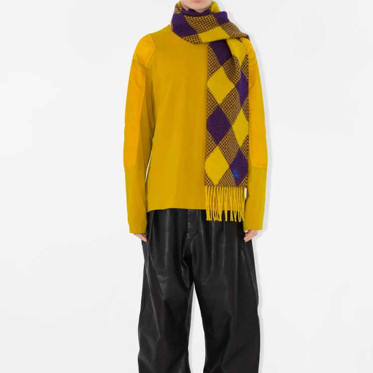 Burberry Diamond Pattern Wool Scarf Unisex Couple Style Yellow. 80791701 圖 5