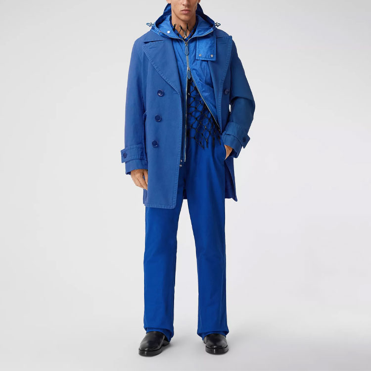 Burberry Double-Breasted Long Jacket Coat - Solid Blue 45673691 圖 4