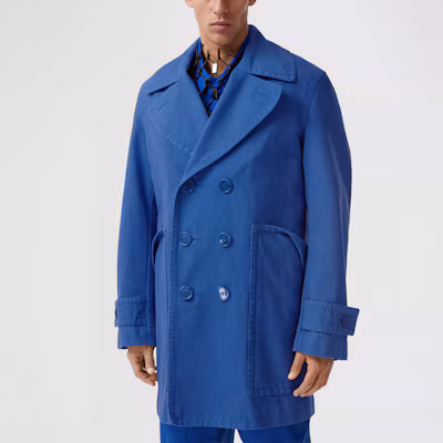 Burberry 双排扣长款夹克外套 - 纯蓝色 45673691 Purchase Burberry 双排扣长款夹克外套 - 纯蓝色 45673691