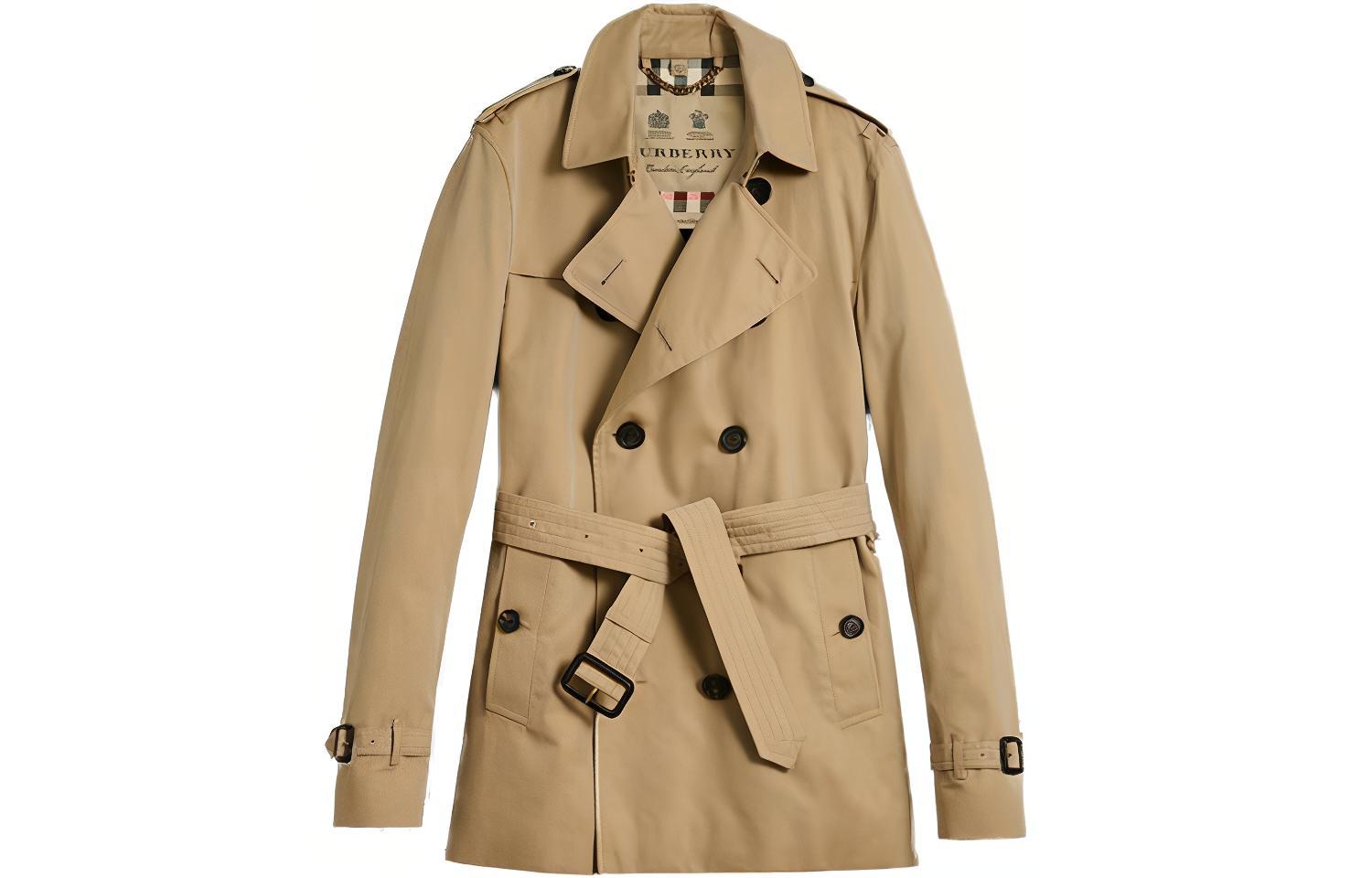 Burberry Double-Breasted Mid-Length Trench Coat in Khaki. 39110571