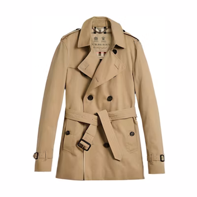 Burberry Double-Breasted Mid-Length Trench Coat in Khaki. 39110571