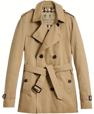 Burberry Kot Trench Khaki Berbutang Dua Panjang Sederhana. 39110571 Order Burberry Kot Trench Khaki Berbutang Dua Panjang Sederhana. 39110571