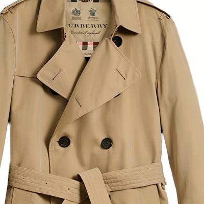 Burberry Kot Trench Khaki Berbutang Dua Panjang Sederhana. 39110571 Sizing Burberry Kot Trench Khaki Berbutang Dua Panjang Sederhana. 39110571