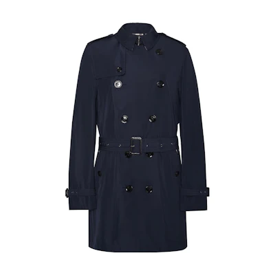 Burberry Double-Breasted Solid Trench Coat in Dark Blue 38011451