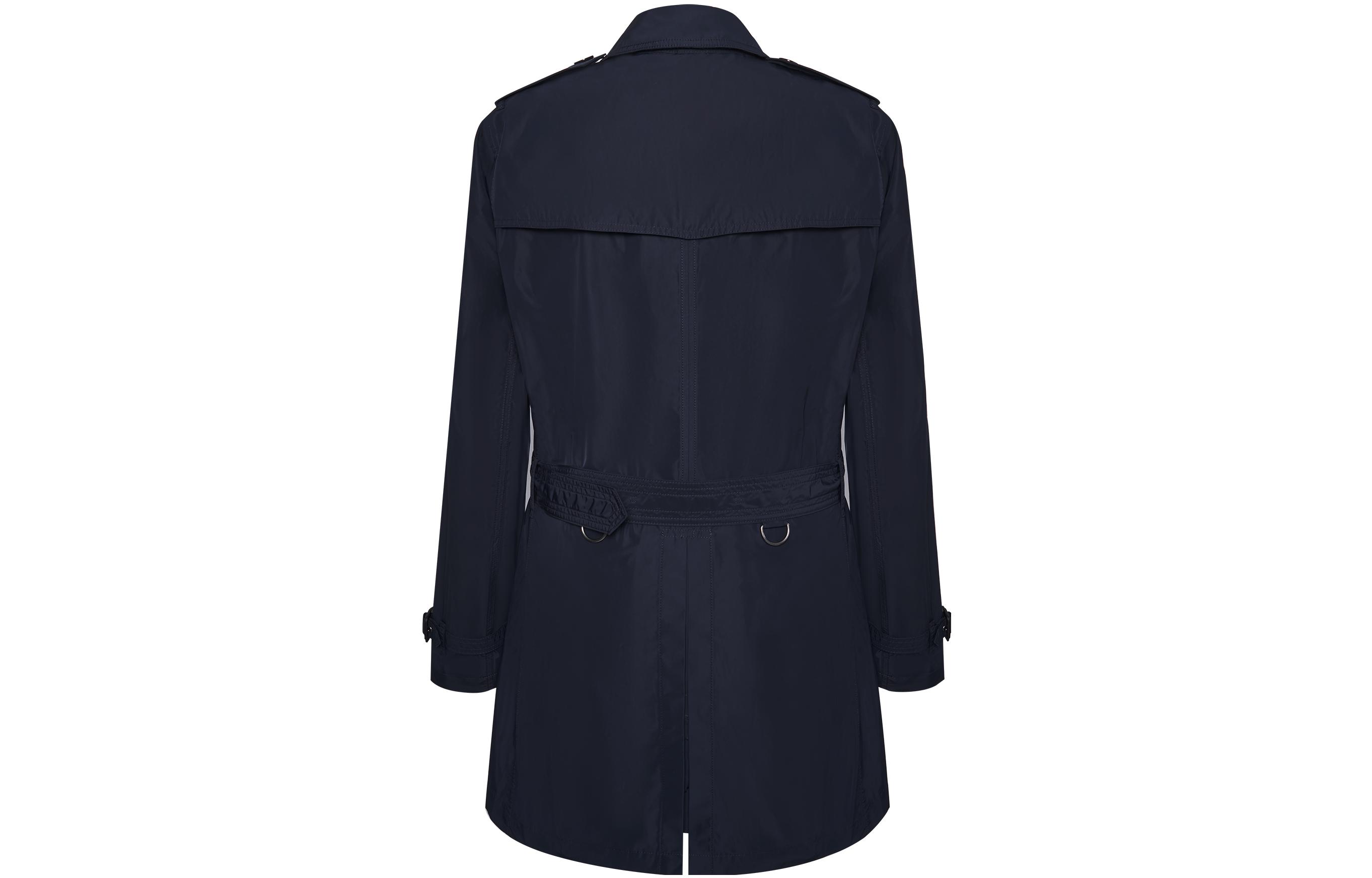 Lookbook Burberry Trench Coat Double-Breasted Solid Warna Biru Tua 38011451