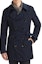 Purchase Burberry Trench Coat Double-Breasted Solid Warna Biru Tua 38011451