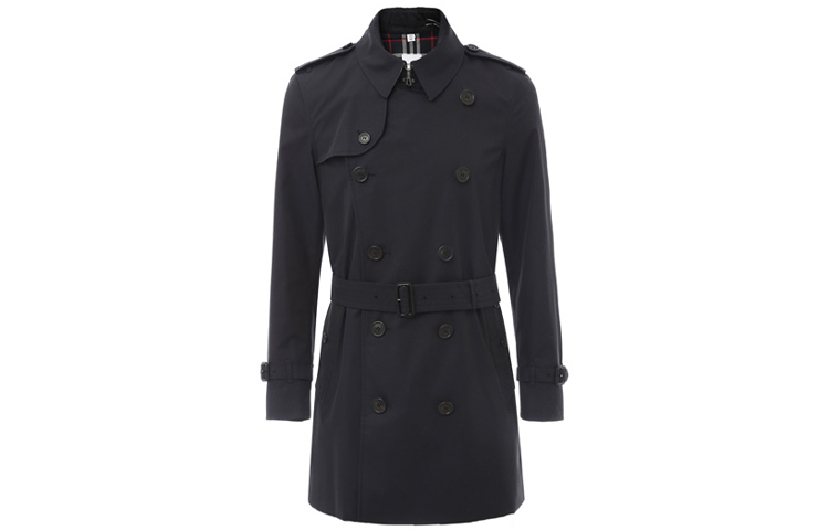 Burberry Double-Breasted Trench Coat with Belt in Dark Blue 80112941