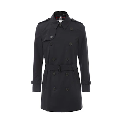 Burberry Double-Breasted Trench Coat with Belt in Dark Blue 80112941